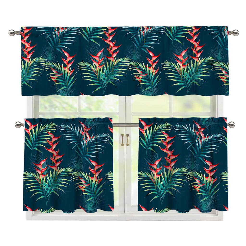 Tropical Plants Hawaii Pattern Print 3 Piece Kitchen Curtains