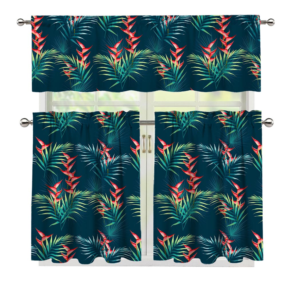 Tropical Plants Hawaii Pattern Print 3 Piece Kitchen Curtains