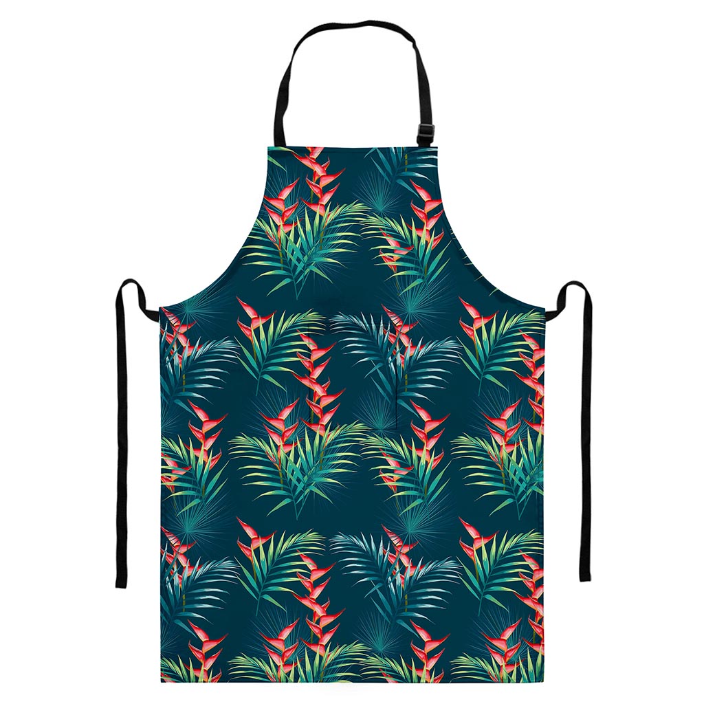 Tropical Plants Hawaii Pattern Print Bib Apron With Pocket