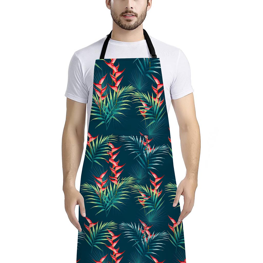 Tropical Plants Hawaii Pattern Print Bib Apron With Pocket