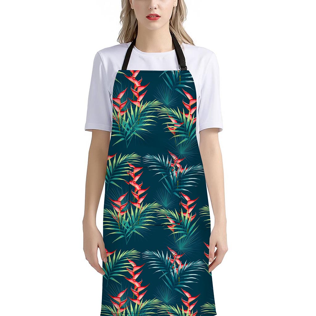 Tropical Plants Hawaii Pattern Print Bib Apron With Pocket