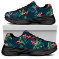Tropical Plants Hawaii Pattern Print Black Chunky Shoes
