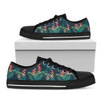 Tropical Plants Hawaii Pattern Print Black Low Top Sneakers
