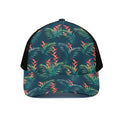 Tropical Plants Hawaii Pattern Print Black Mesh Trucker Hat