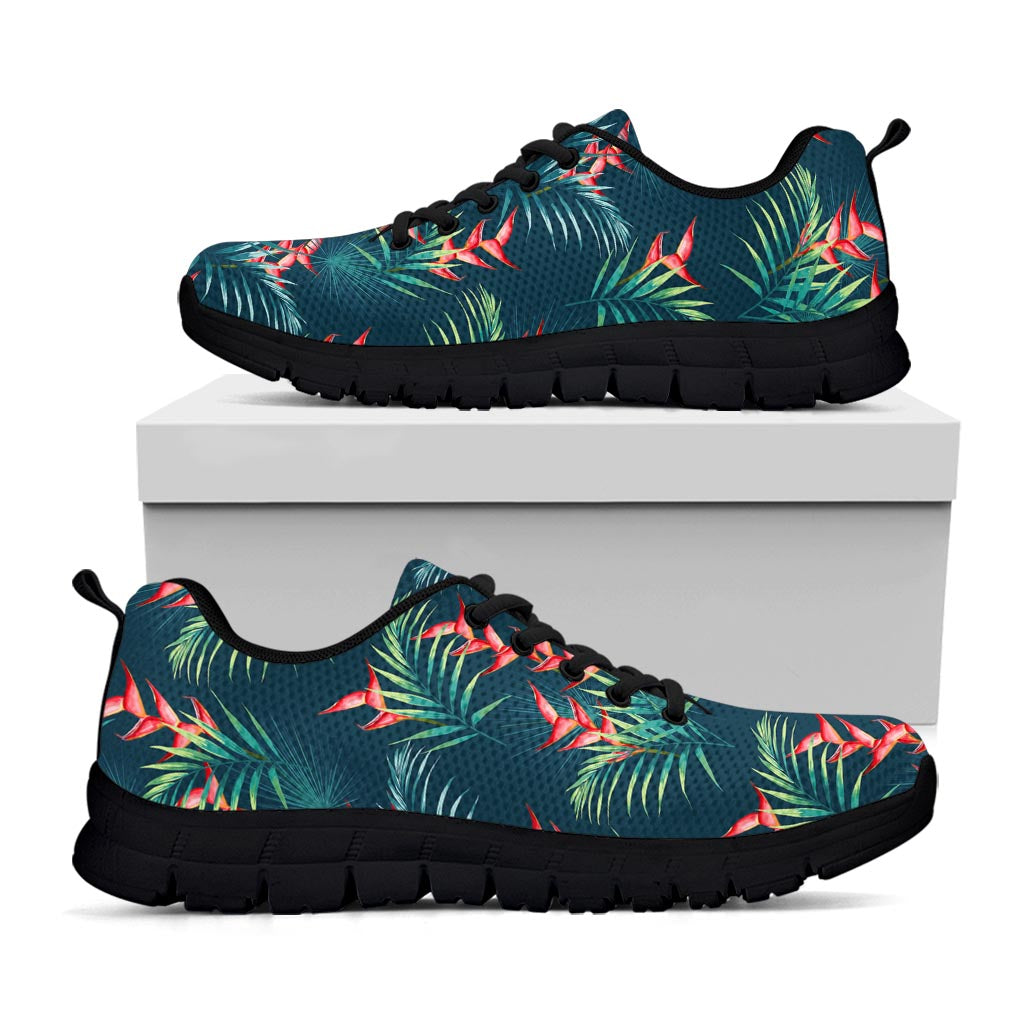 Tropical Plants Hawaii Pattern Print Black Running Shoes
