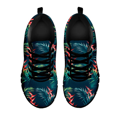 Tropical Plants Hawaii Pattern Print Black Running Shoes