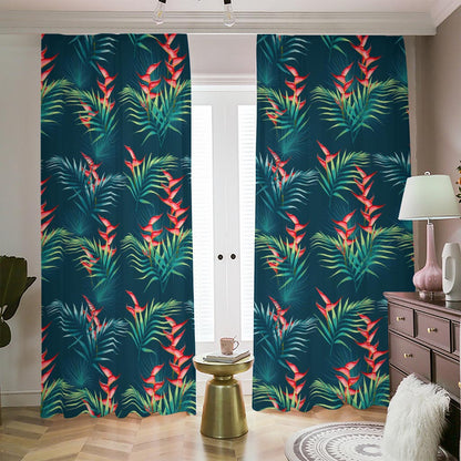 Tropical Plants Hawaii Pattern Print Blackout Pencil Pleat Curtains