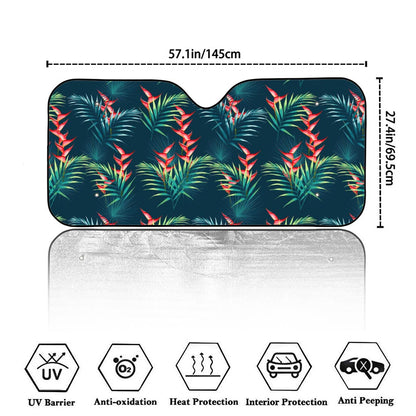 Tropical Plants Hawaii Pattern Print Car Windshield Sun Shade