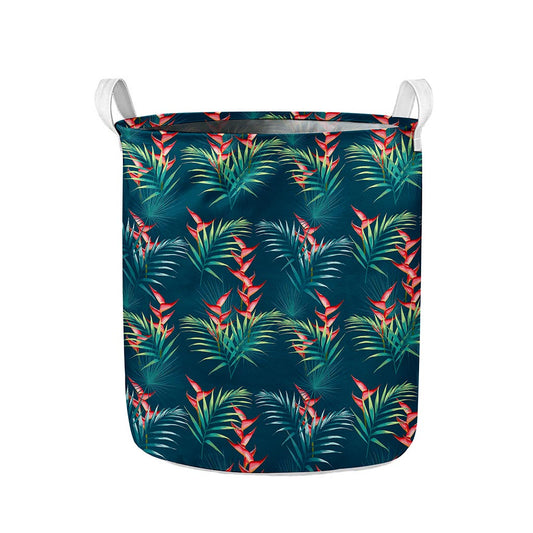 Tropical Plants Hawaii Pattern Print Collapsible Laundry Basket