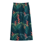 Tropical Plants Hawaii Pattern Print Cotton Front Slit Maxi Skirt