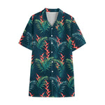 Tropical Plants Hawaii Pattern Print Cotton Hawaiian Shirt
