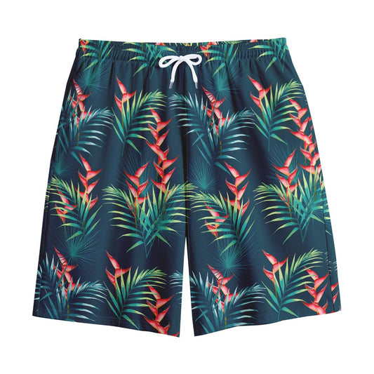 Tropical Plants Hawaii Pattern Print Cotton Shorts