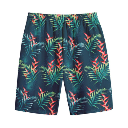 Tropical Plants Hawaii Pattern Print Cotton Shorts