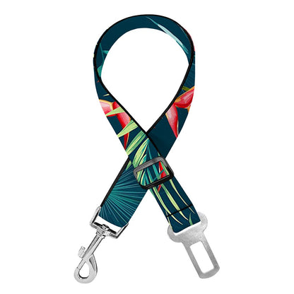 Tropical Plants Hawaii Pattern Print Dog Seat Belt
