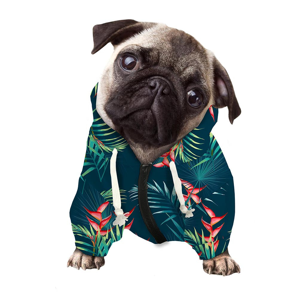 Tropical Plants Hawaii Pattern Print Dog Zip Up Hoodie
