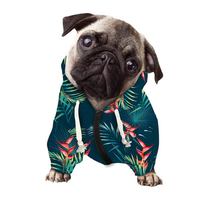 Tropical Plants Hawaii Pattern Print Dog Zip Up Hoodie