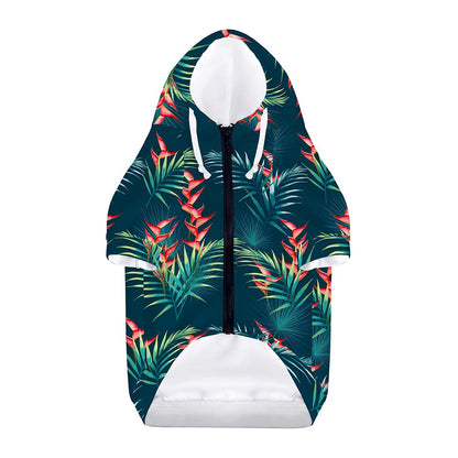 Tropical Plants Hawaii Pattern Print Dog Zip Up Hoodie