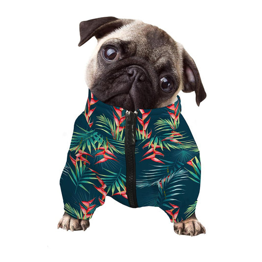 Tropical Plants Hawaii Pattern Print Dog Zip Up Jacket