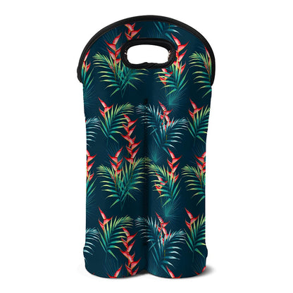 Tropical Plants Hawaii Pattern Print Double Neoprene Wine Tote