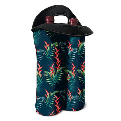 Tropical Plants Hawaii Pattern Print Double Neoprene Wine Tote