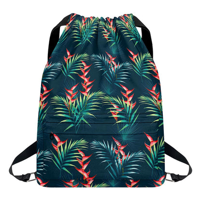 Tropical Plants Hawaii Pattern Print Drawstring Backpack