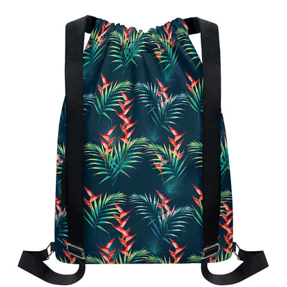 Tropical Plants Hawaii Pattern Print Drawstring Backpack