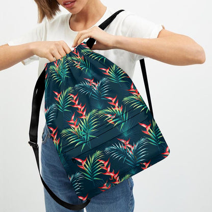 Tropical Plants Hawaii Pattern Print Drawstring Backpack