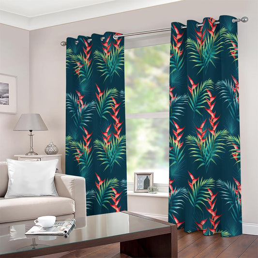 Tropical Plants Hawaii Pattern Print Extra Wide Grommet Curtains