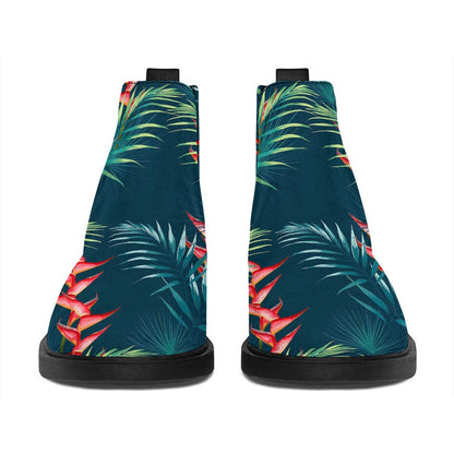 Tropical Plants Hawaii Pattern Print Flat Ankle Boots
