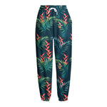 Tropical Plants Hawaii Pattern Print Fleece Lined Knit Pants