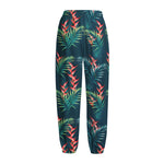 Tropical Plants Hawaii Pattern Print Fleece Lined Knit Pants