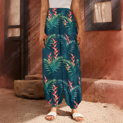 Tropical Plants Hawaii Pattern Print Harem Pants