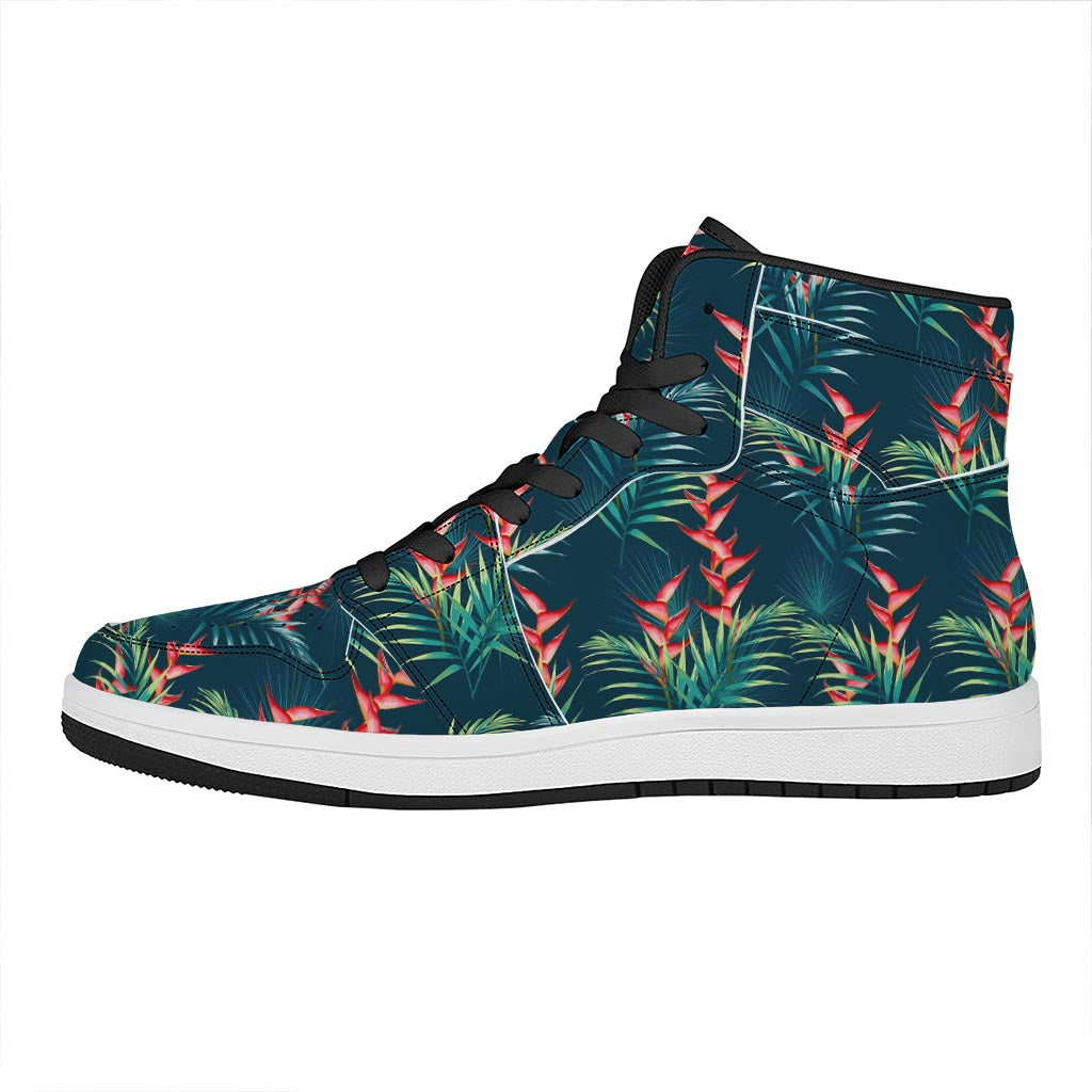 Tropical Plants Hawaii Pattern Print High Top Leather Sneakers