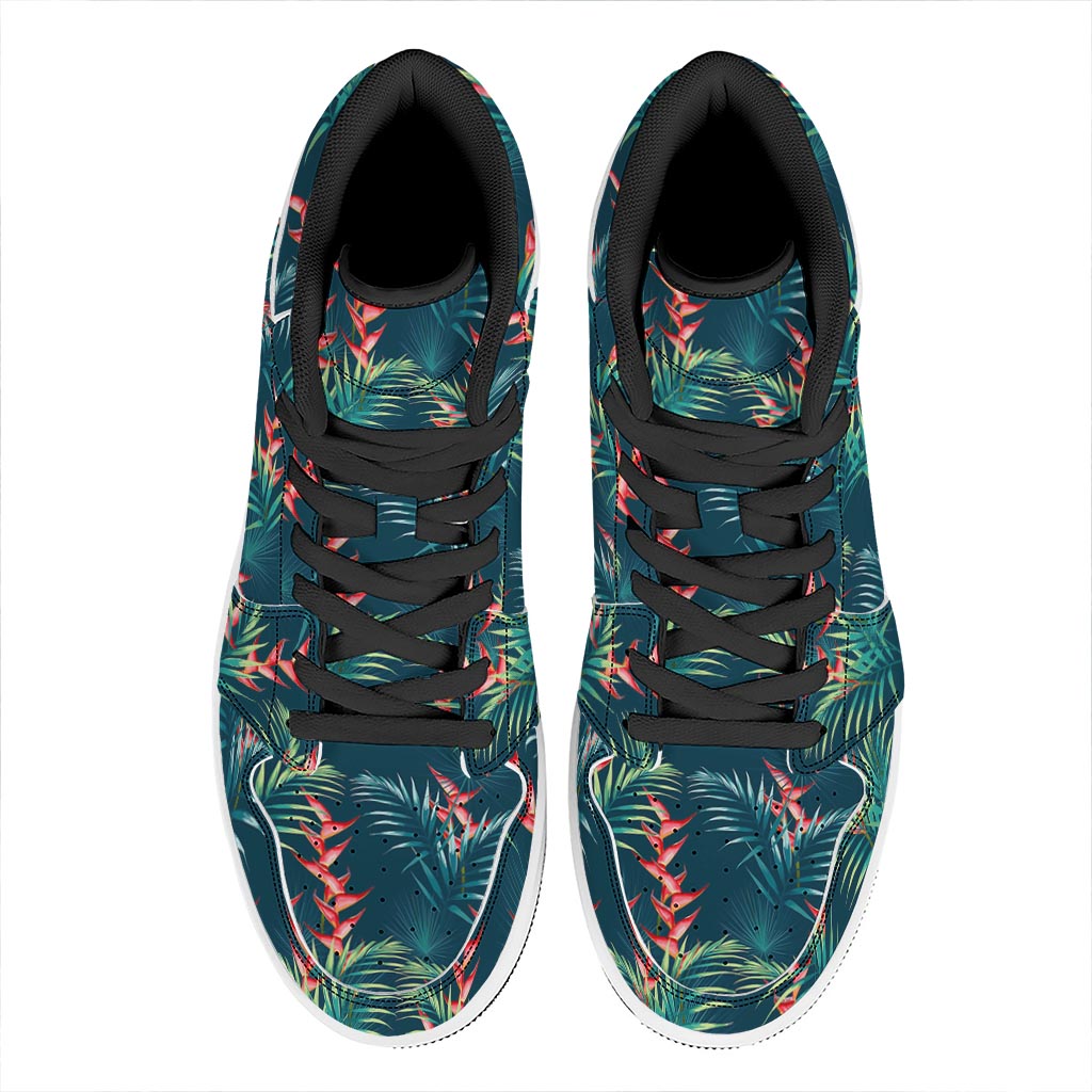 Tropical Plants Hawaii Pattern Print High Top Leather Sneakers