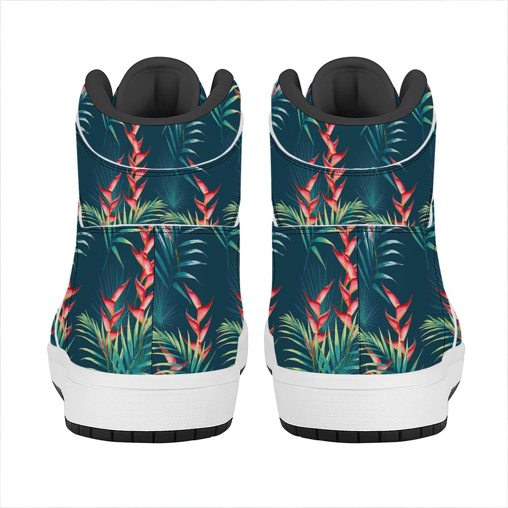 Tropical Plants Hawaii Pattern Print High Top Leather Sneakers