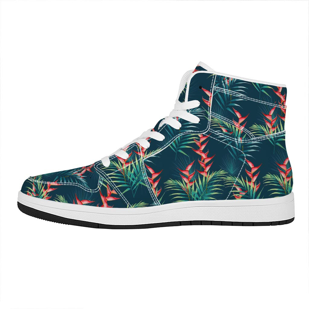Tropical Plants Hawaii Pattern Print High Top Leather Sneakers