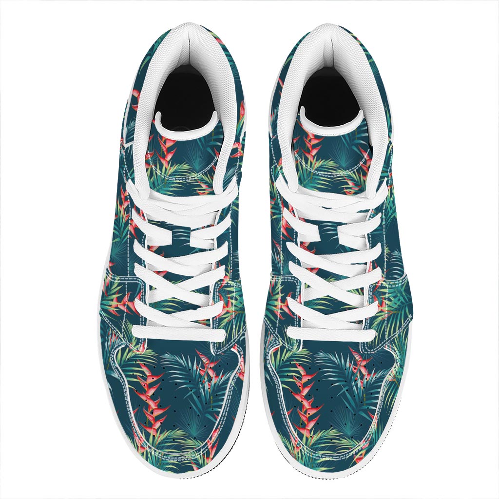 Tropical Plants Hawaii Pattern Print High Top Leather Sneakers