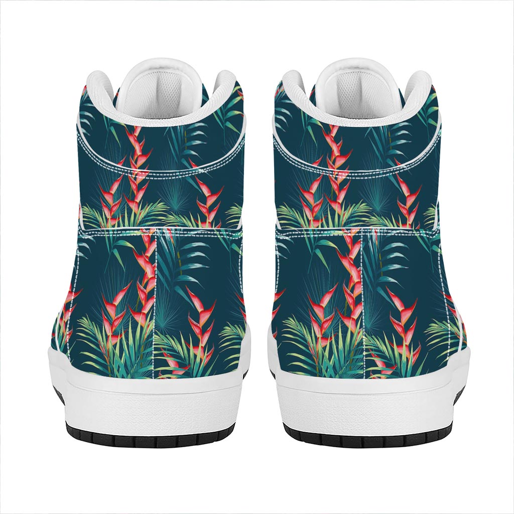 Tropical Plants Hawaii Pattern Print High Top Leather Sneakers