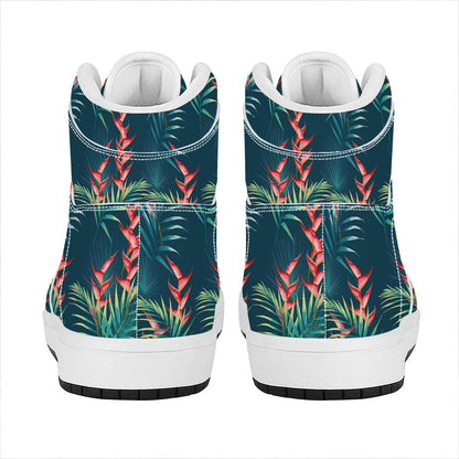 Tropical Plants Hawaii Pattern Print High Top Leather Sneakers