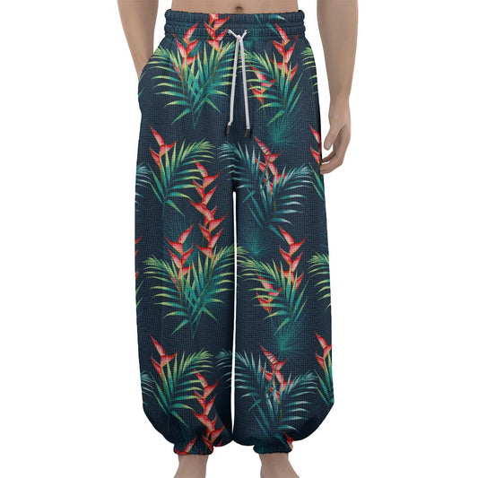 Tropical Plants Hawaii Pattern Print Lantern Pants