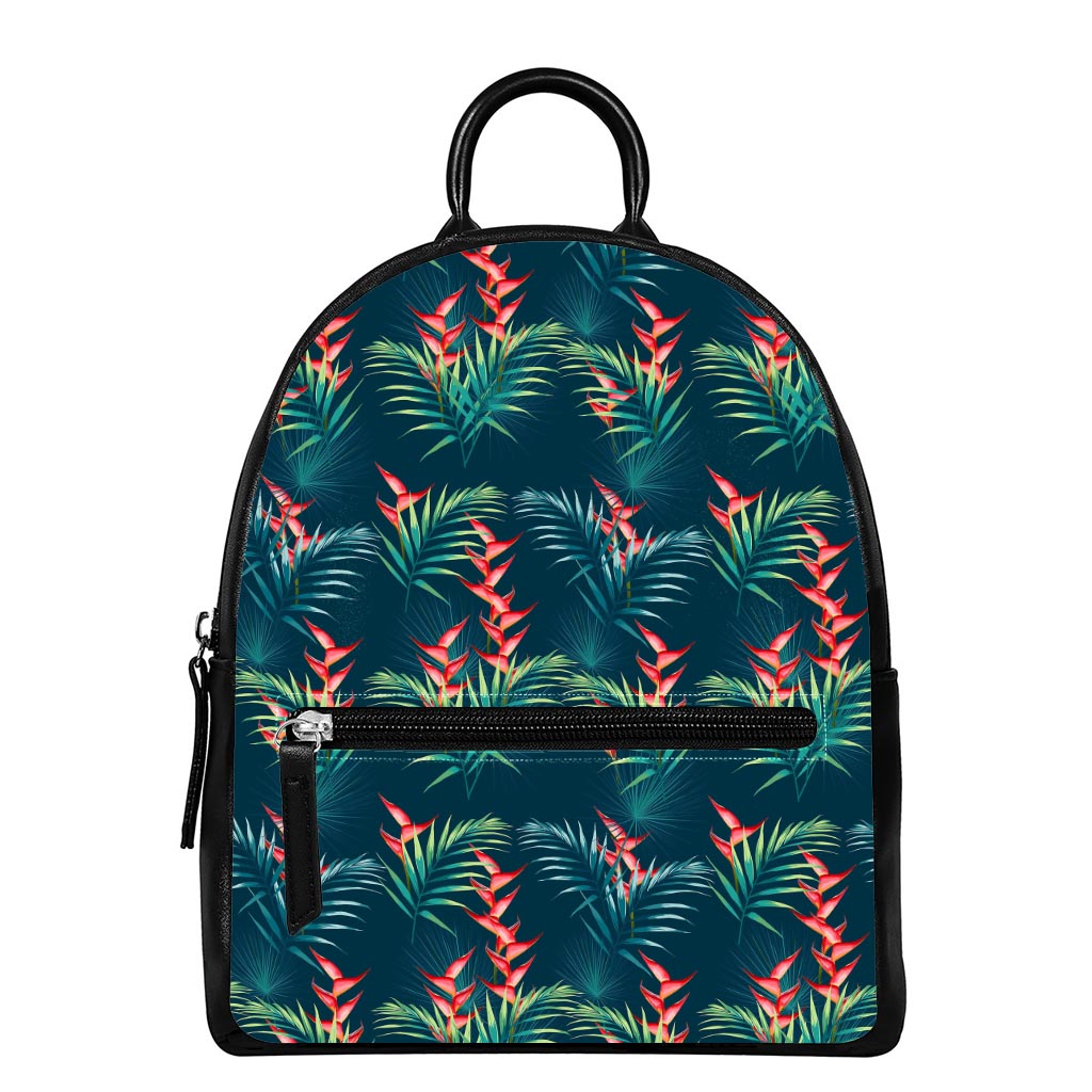 Tropical Plants Hawaii Pattern Print Leather Backpack