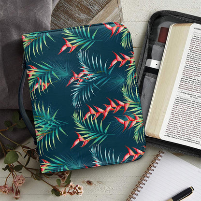 Tropical Plants Hawaii Pattern Print Leather Bible Cover