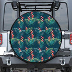 Tropical Plants Hawaii Pattern Print Leather Spare Tire Cover