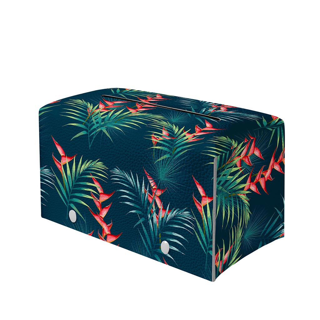 Tropical Plants Hawaii Pattern Print Leather Tissue Box Cover