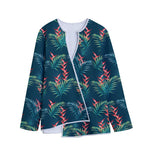 Tropical Plants Hawaii Pattern Print Long Sleeve Short Coat