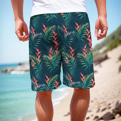 Tropical Plants Hawaii Pattern Print Men's Cargo Shorts