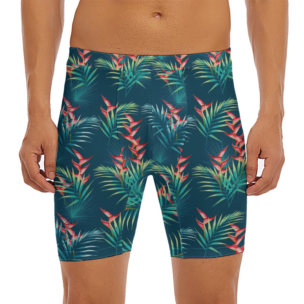 Tropical Plants Hawaii Pattern Print Men's Long Boxer Briefs