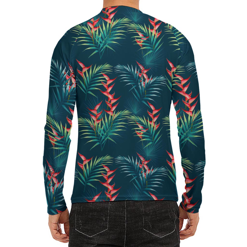 Tropical Plants Hawaii Pattern Print Men's Long Sleeve Rash Guard