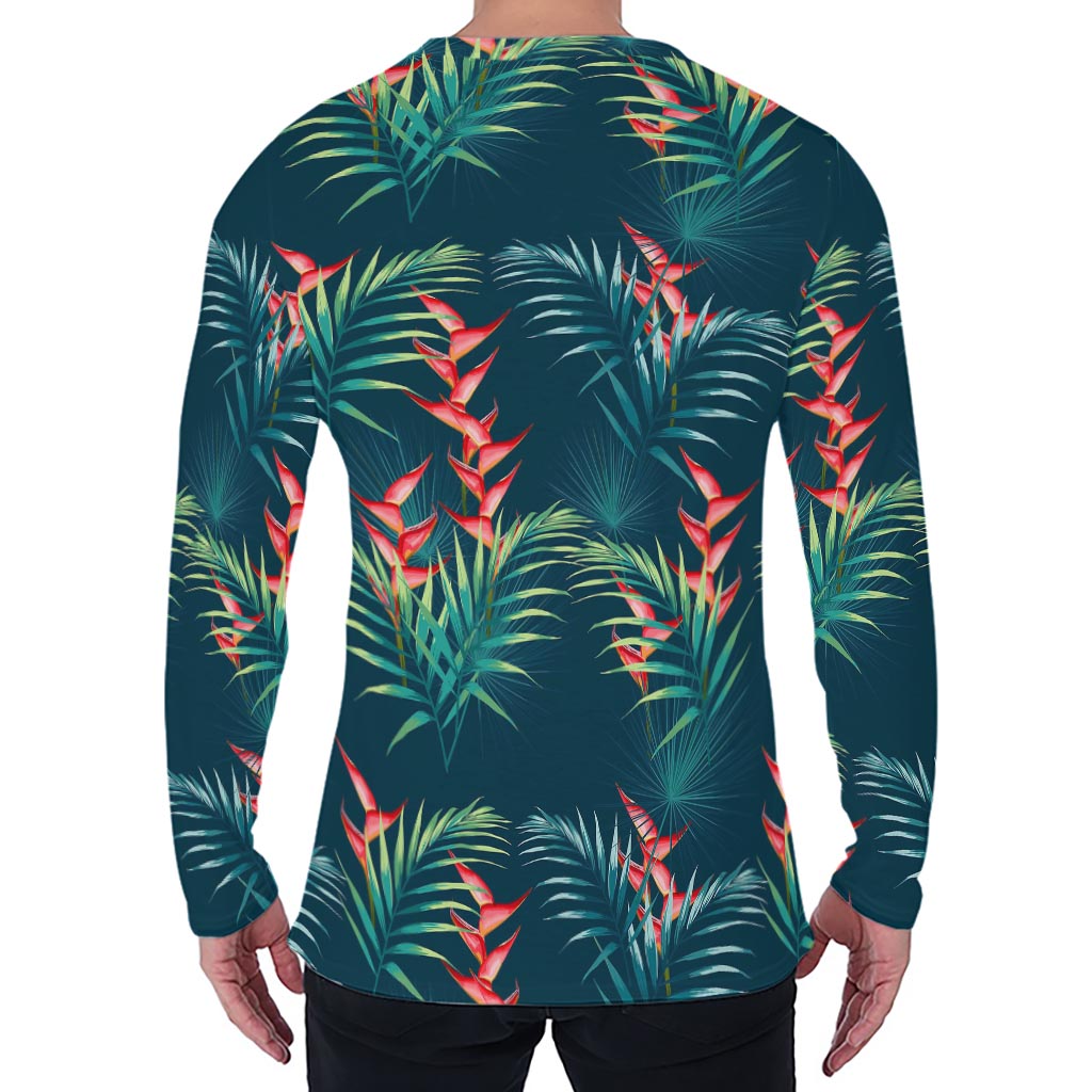 Tropical Plants Hawaii Pattern Print Men's Long Sleeve T-Shirt
