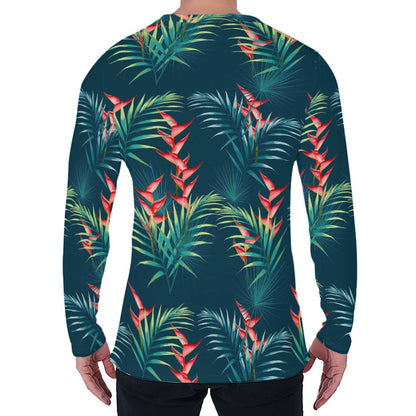 Tropical Plants Hawaii Pattern Print Men's Long Sleeve T-Shirt